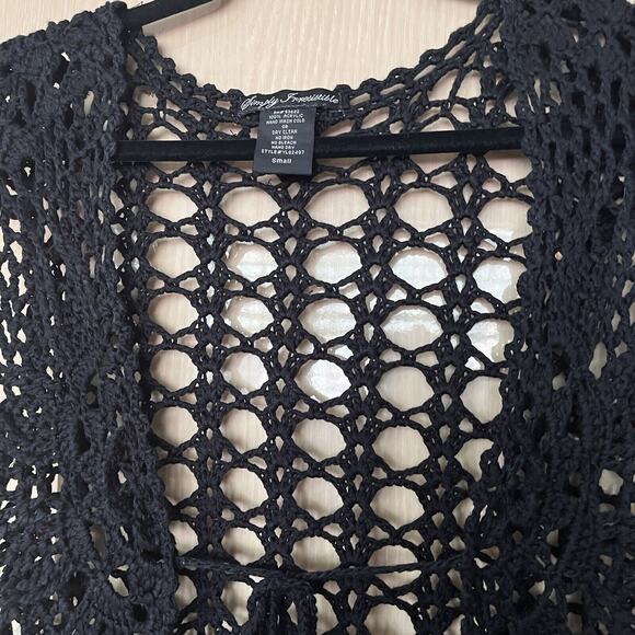 Simply Irresistible Womens Cover Up Sz Small Boho Hippie Beachy Black Crochet - Picture 3 of 9